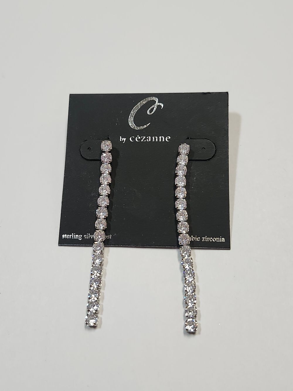 C by Cezanna Sterling Silver Post Cubic Zirconia Drop Earrings